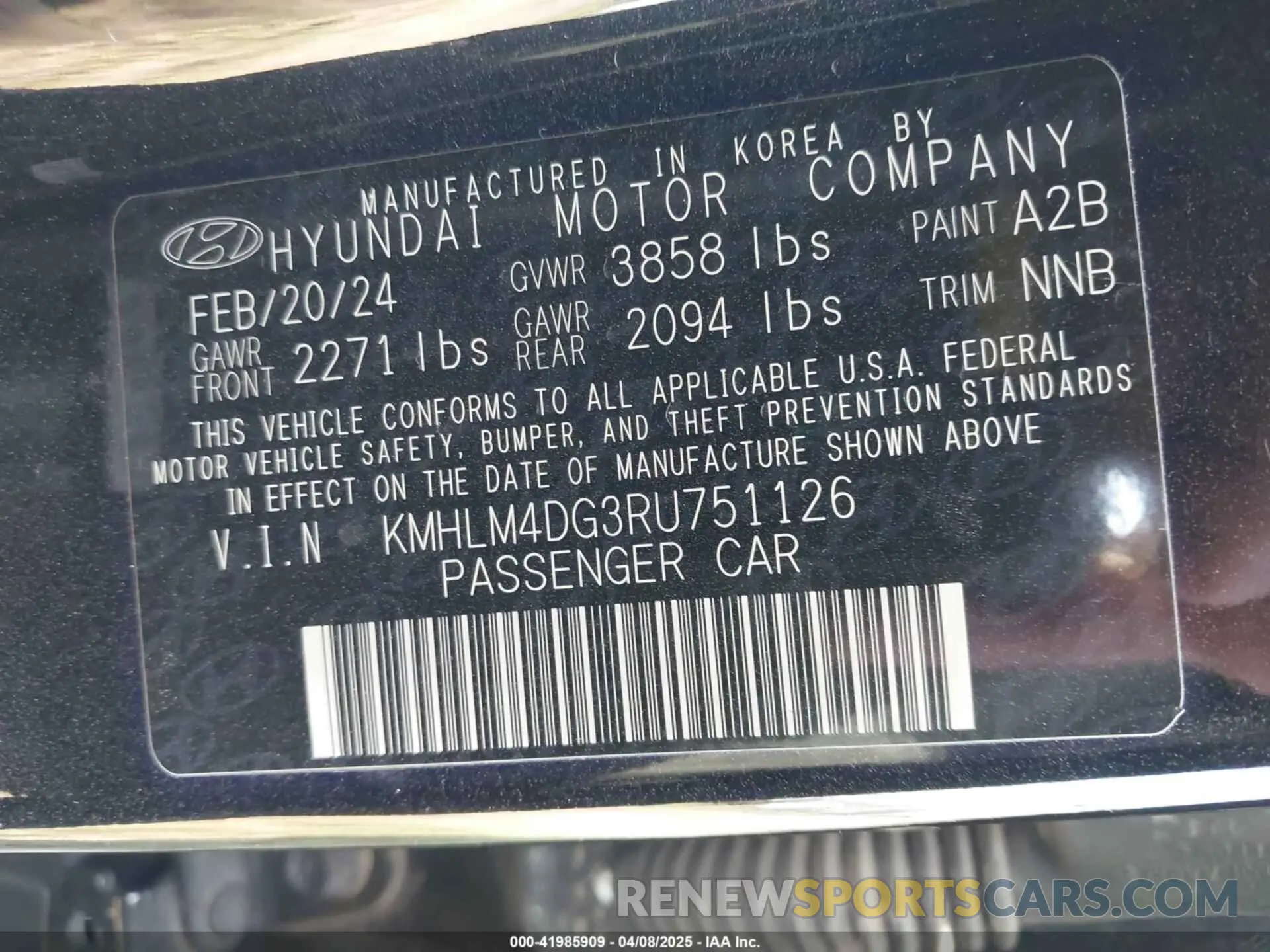 9 Photograph of a damaged car KMHLM4DG3RU751126 HYUNDAI ELANTRA 2024