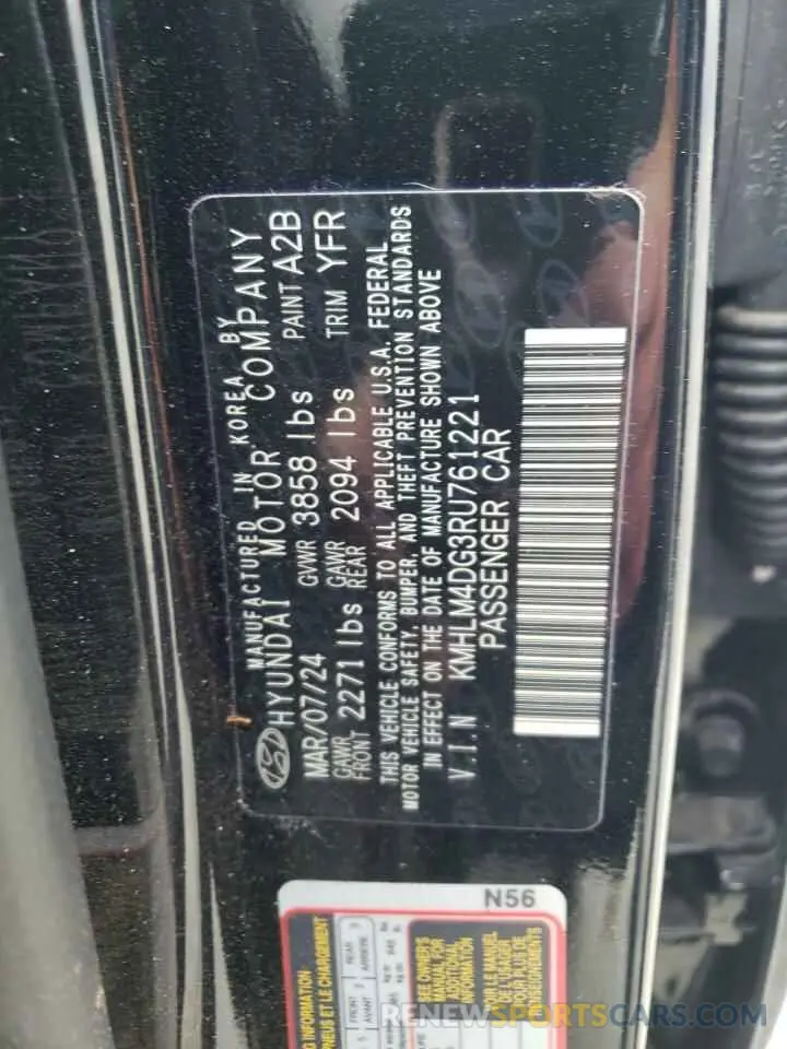 13 Photograph of a damaged car KMHLM4DG3RU761221 HYUNDAI ELANTRA 2024