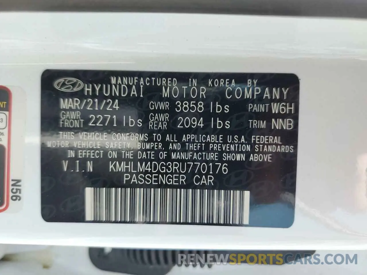 13 Photograph of a damaged car KMHLM4DG3RU770176 HYUNDAI ELANTRA 2024