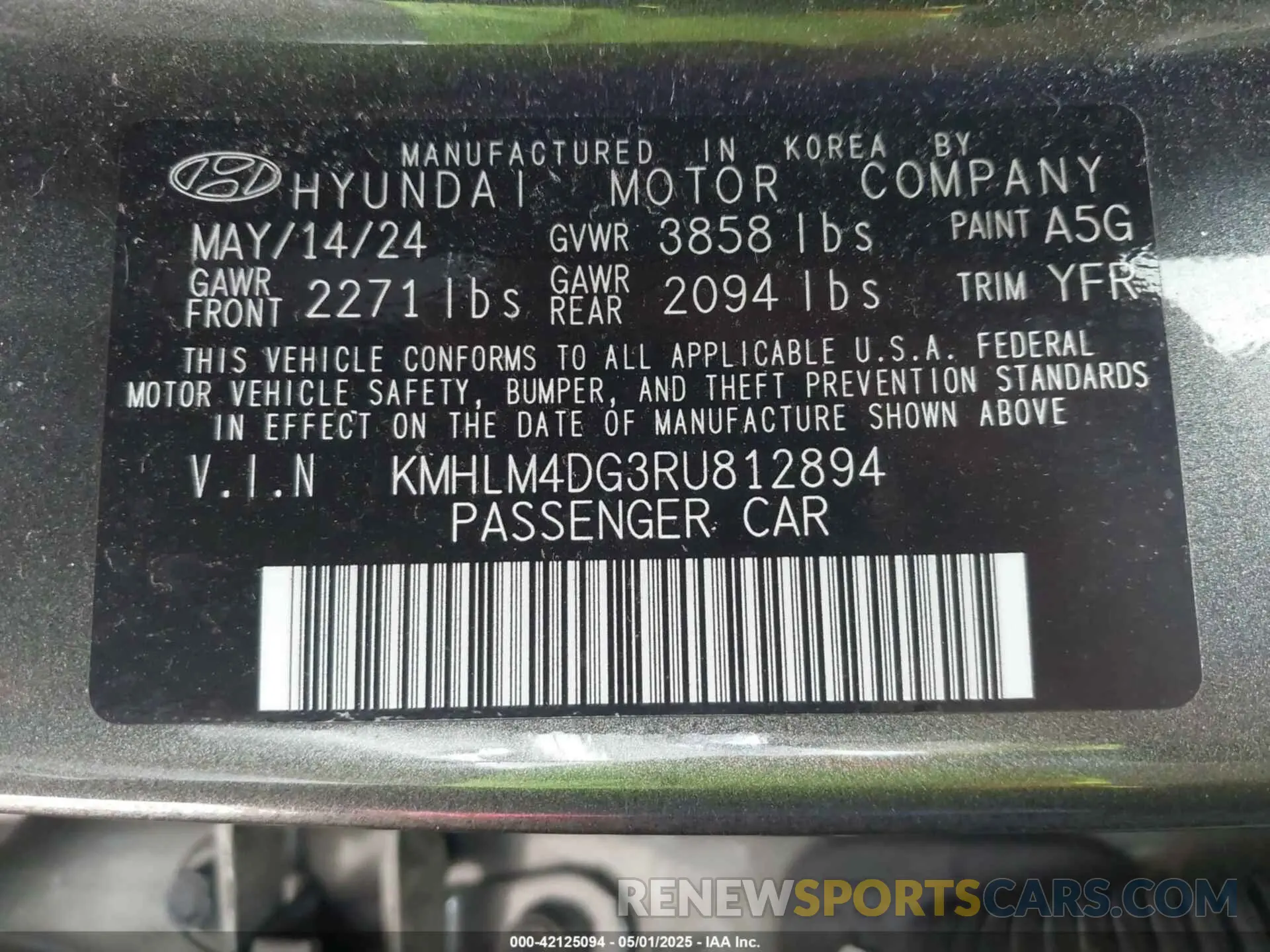9 Photograph of a damaged car KMHLM4DG3RU812894 HYUNDAI ELANTRA 2024