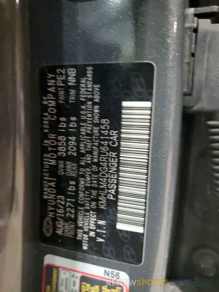 12 Photograph of a damaged car KMHLM4DG4RU641458 HYUNDAI ELANTRA 2024