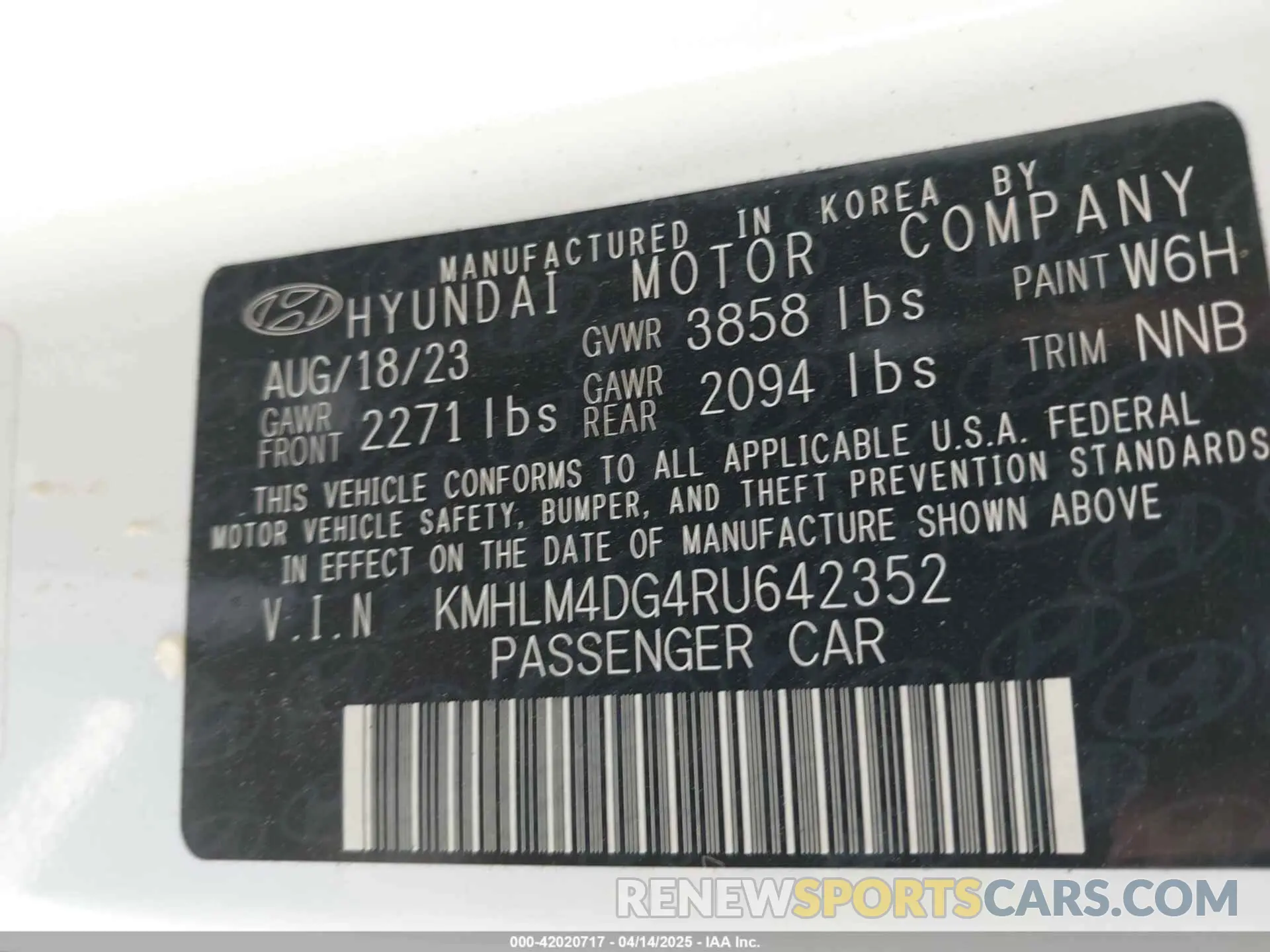 9 Photograph of a damaged car KMHLM4DG4RU642352 HYUNDAI ELANTRA 2024