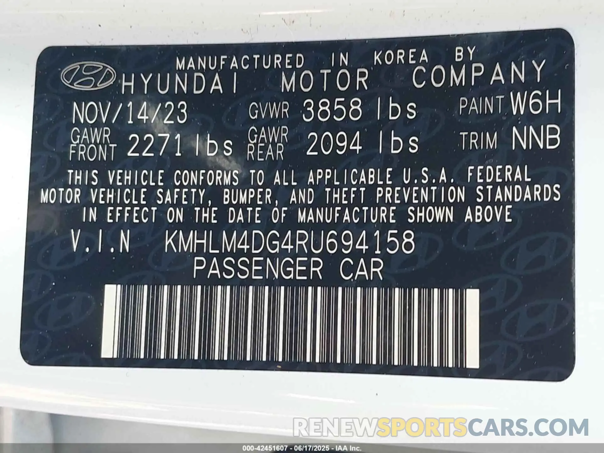 9 Photograph of a damaged car KMHLM4DG4RU694158 HYUNDAI ELANTRA 2024