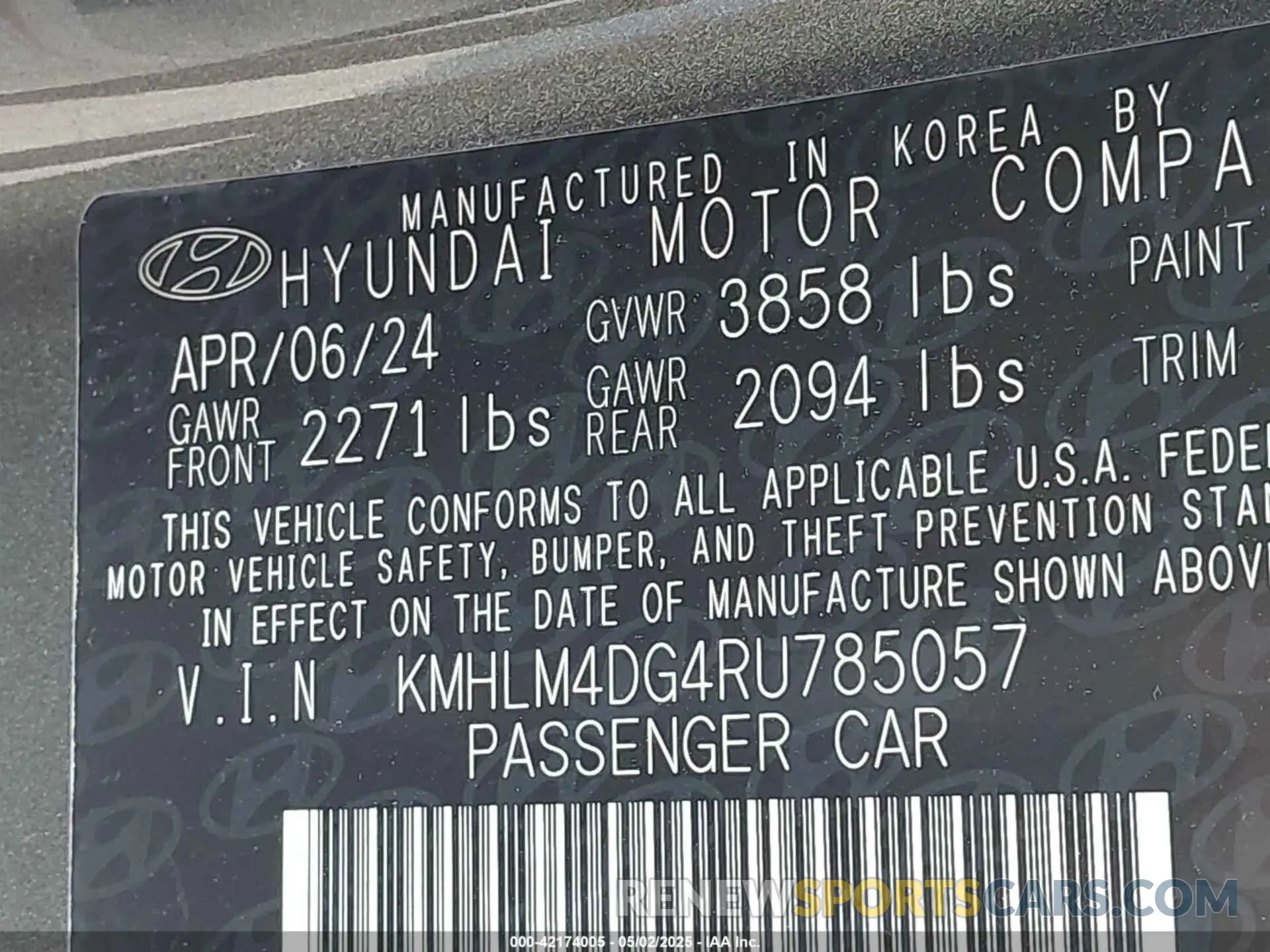 9 Photograph of a damaged car KMHLM4DG4RU785057 HYUNDAI ELANTRA 2024