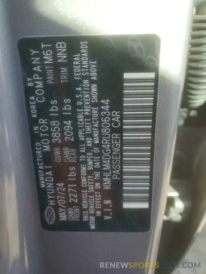 12 Photograph of a damaged car KMHLM4DG4RU806344 HYUNDAI ELANTRA 2024