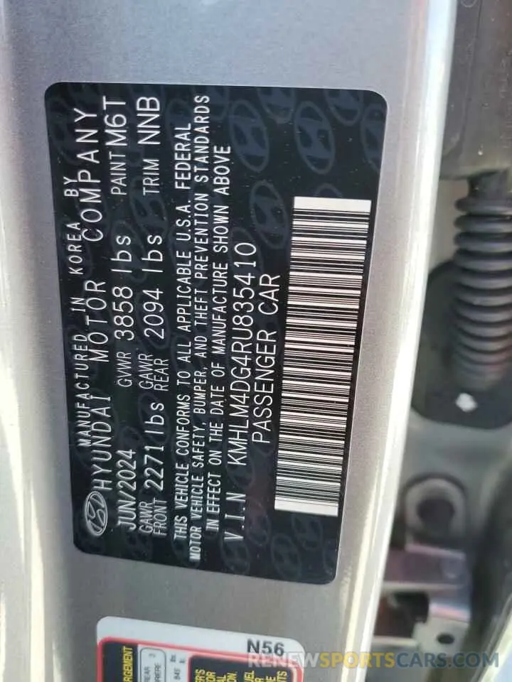 12 Photograph of a damaged car KMHLM4DG4RU835410 HYUNDAI ELANTRA 2024