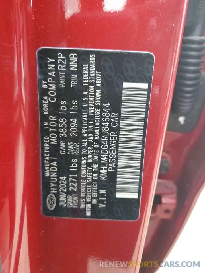 14 Photograph of a damaged car KMHLM4DG4RU846844 HYUNDAI ELANTRA 2024