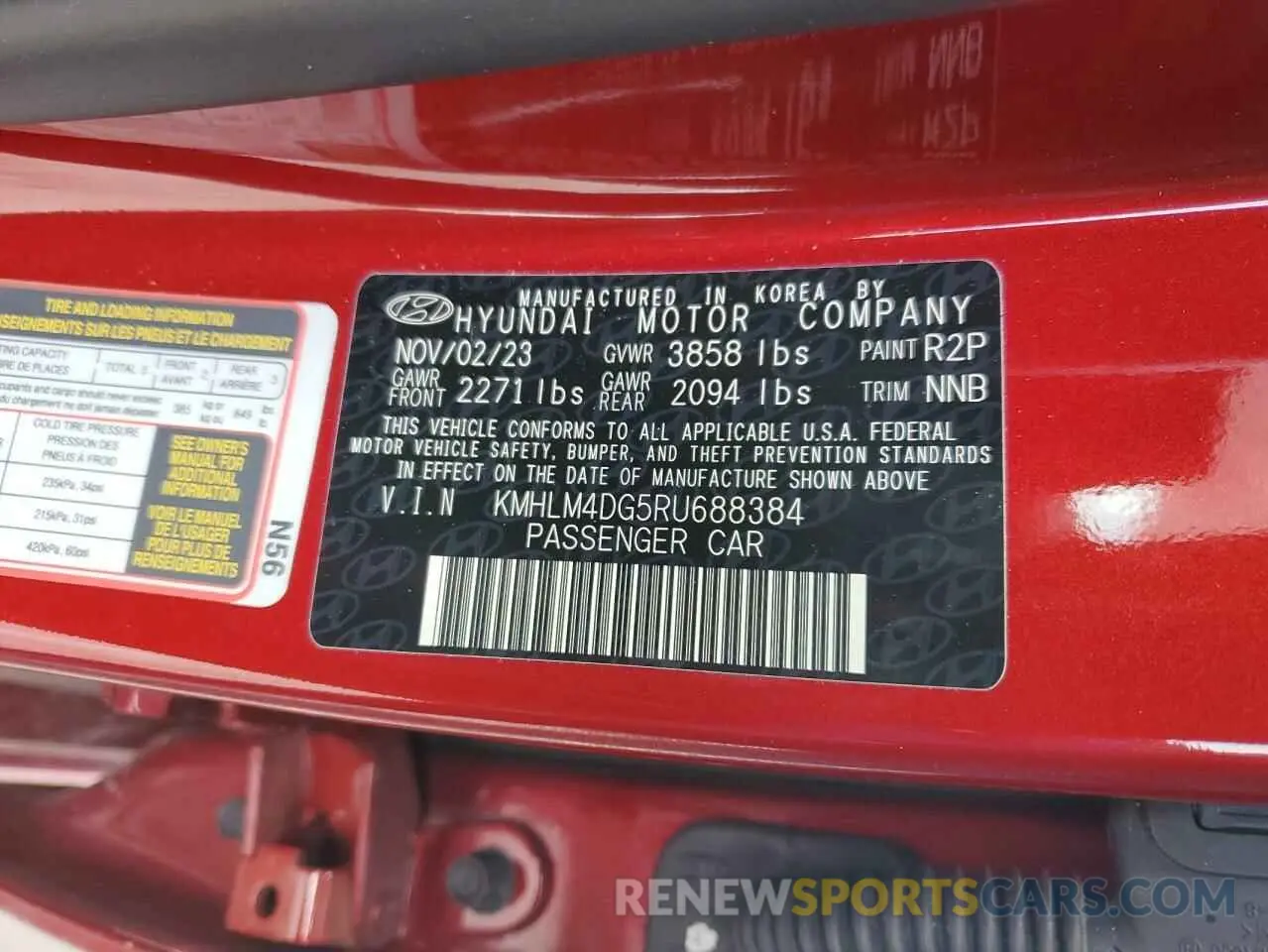 13 Photograph of a damaged car KMHLM4DG5RU688384 HYUNDAI ELANTRA 2024