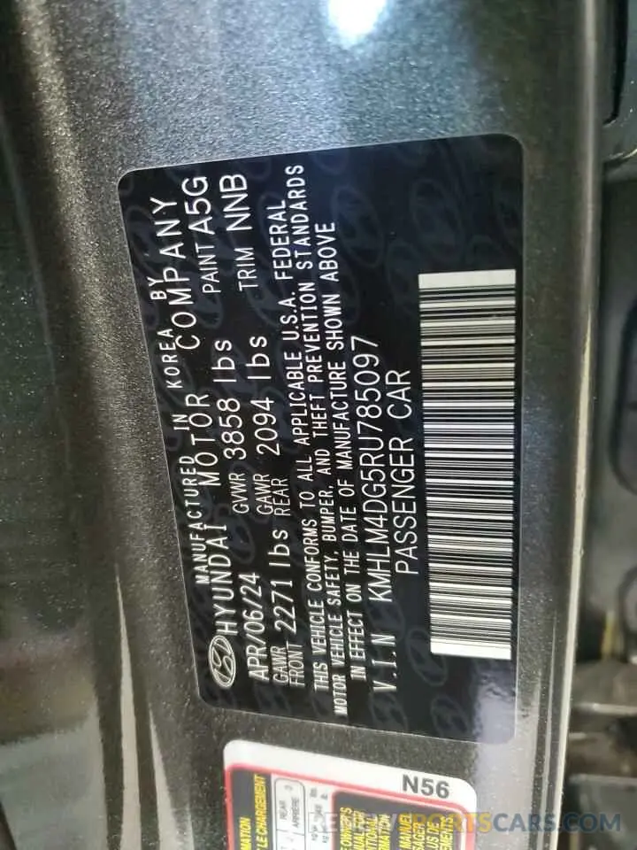 12 Photograph of a damaged car KMHLM4DG5RU785097 HYUNDAI ELANTRA 2024