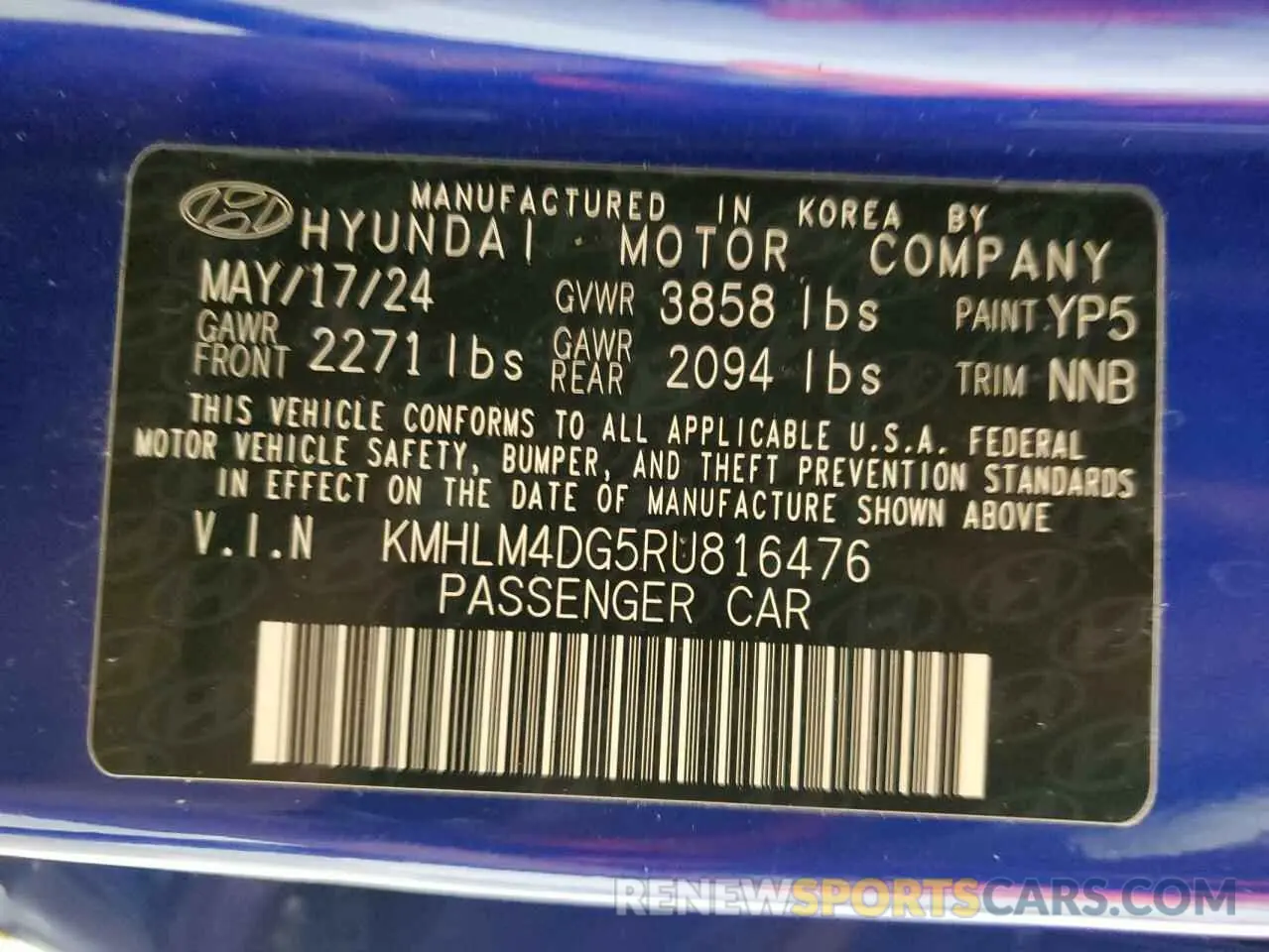 12 Photograph of a damaged car KMHLM4DG5RU816476 HYUNDAI ELANTRA 2024
