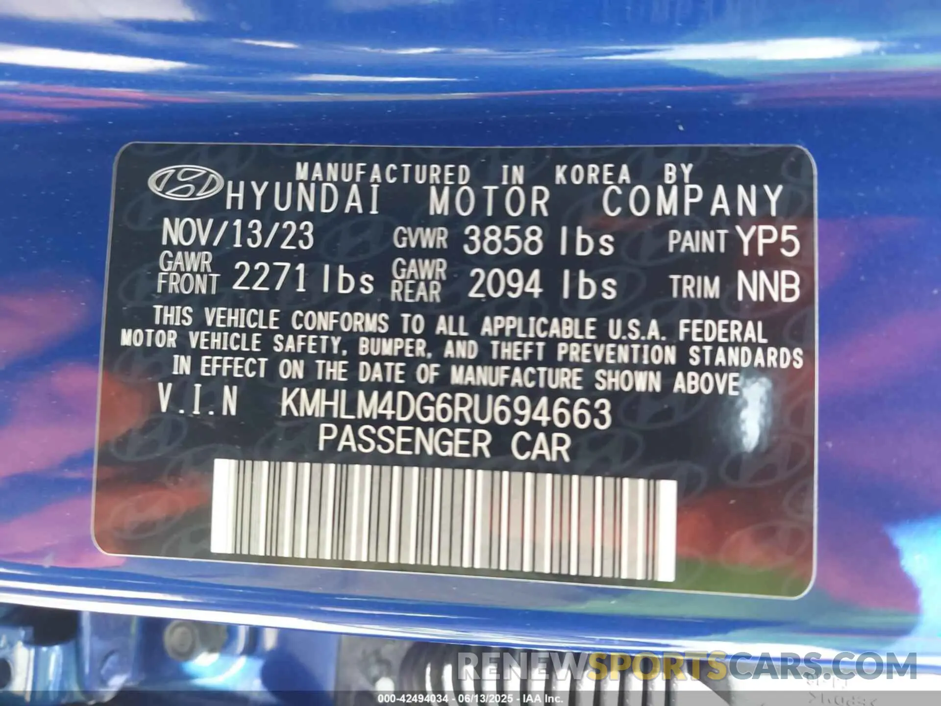9 Photograph of a damaged car KMHLM4DG6RU694663 HYUNDAI ELANTRA 2024