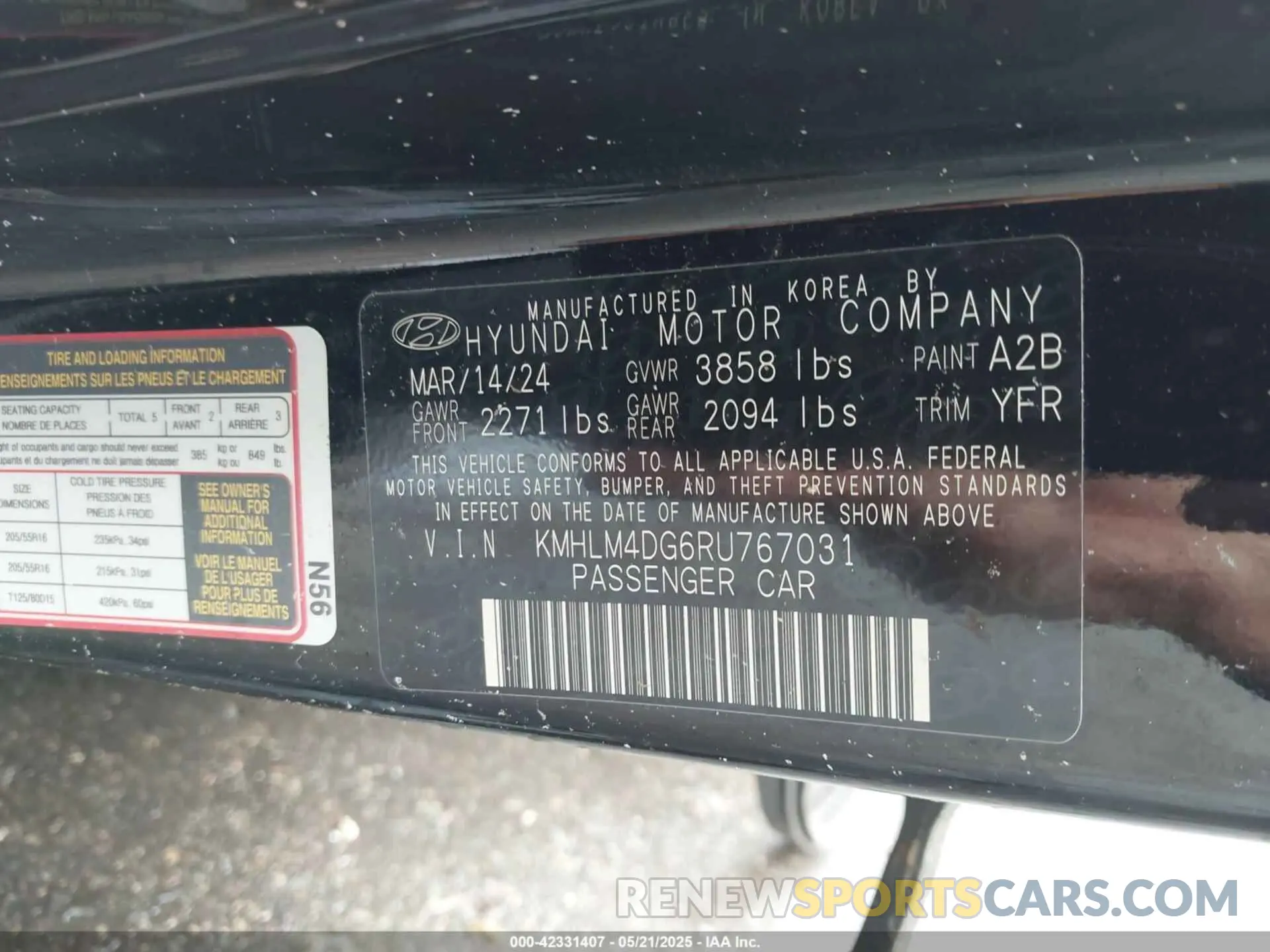 9 Photograph of a damaged car KMHLM4DG6RU767031 HYUNDAI ELANTRA 2024