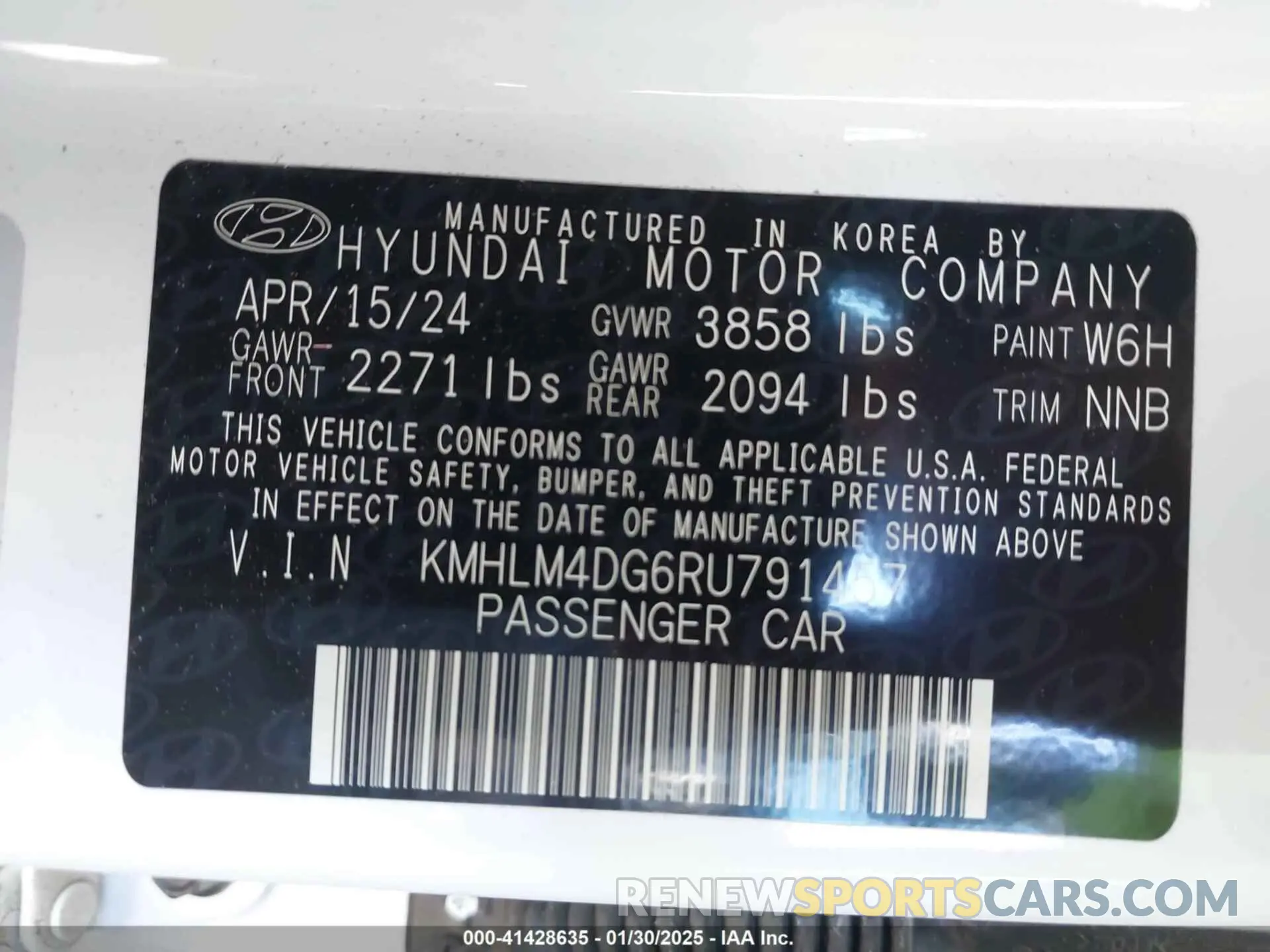 9 Photograph of a damaged car KMHLM4DG6RU791457 HYUNDAI ELANTRA 2024