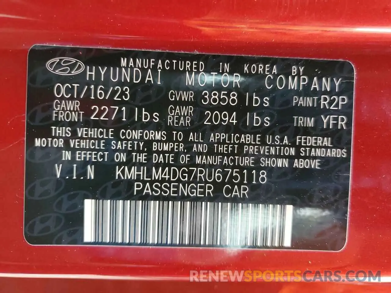 12 Photograph of a damaged car KMHLM4DG7RU675118 HYUNDAI ELANTRA 2024