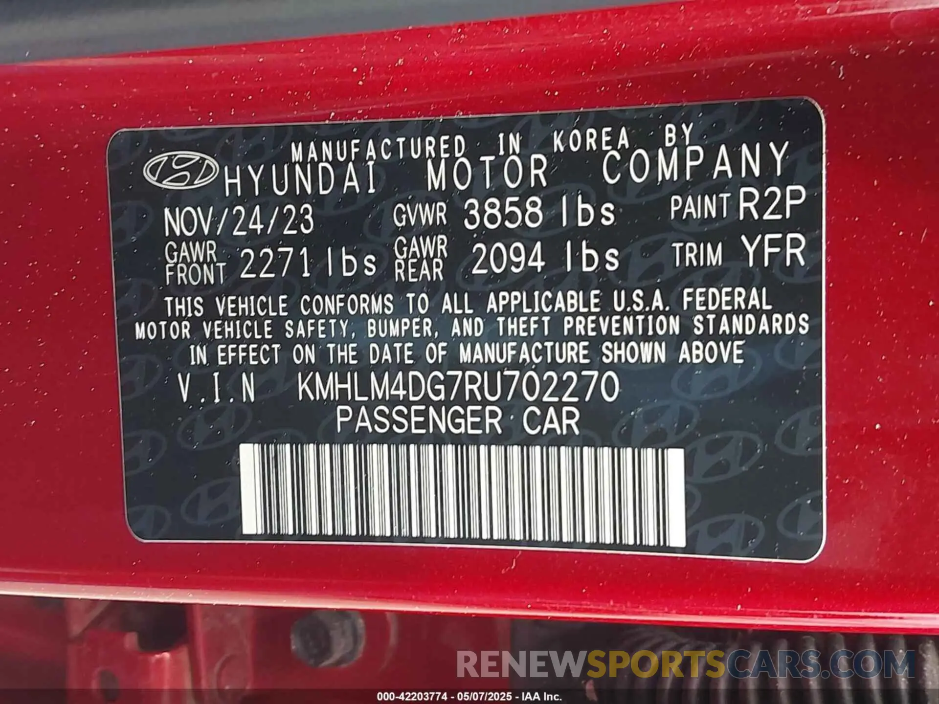 9 Photograph of a damaged car KMHLM4DG7RU702270 HYUNDAI ELANTRA 2024