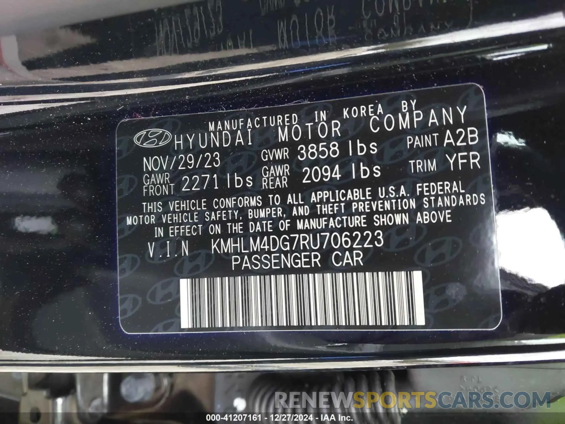 9 Photograph of a damaged car KMHLM4DG7RU706223 HYUNDAI ELANTRA 2024