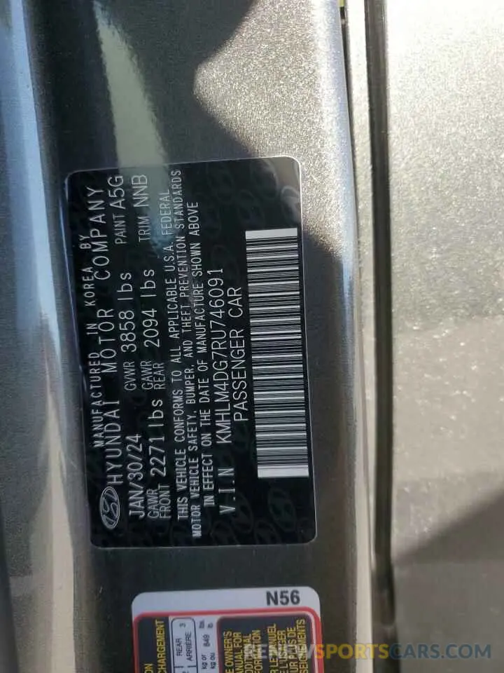12 Photograph of a damaged car KMHLM4DG7RU746091 HYUNDAI ELANTRA 2024