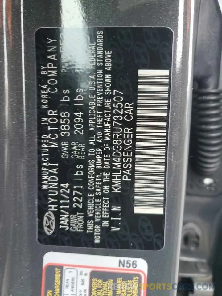 12 Photograph of a damaged car KMHLM4DG8RU732507 HYUNDAI ELANTRA 2024