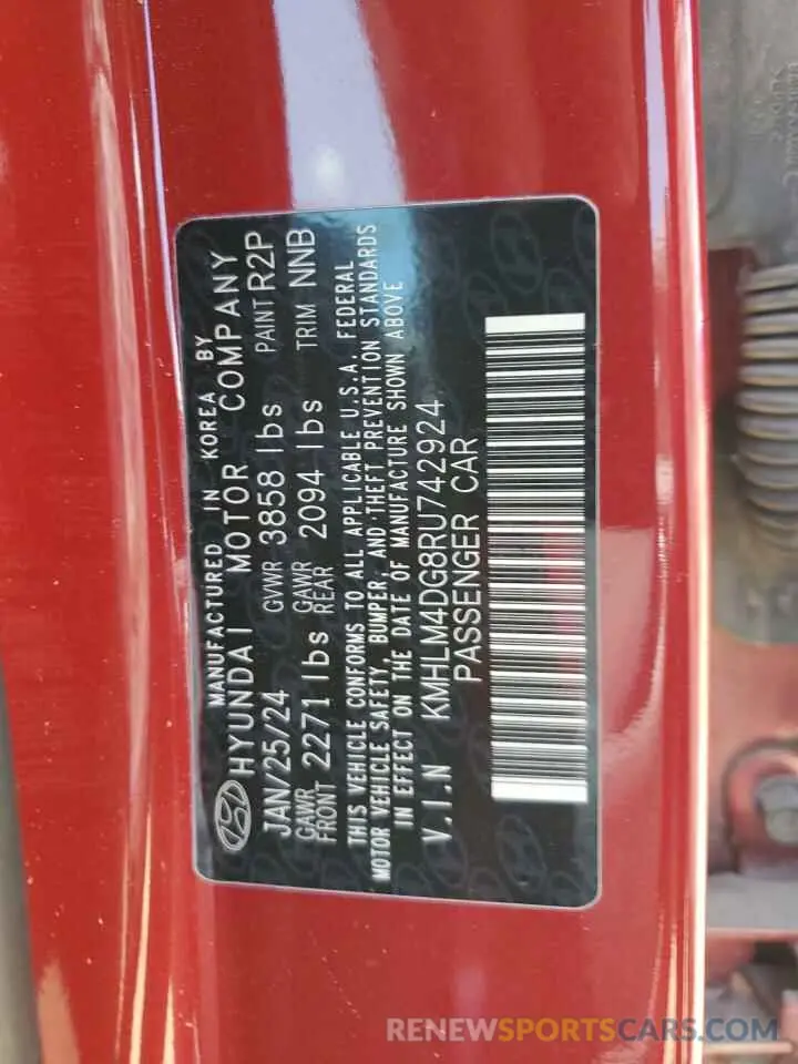 12 Photograph of a damaged car KMHLM4DG8RU742924 HYUNDAI ELANTRA 2024
