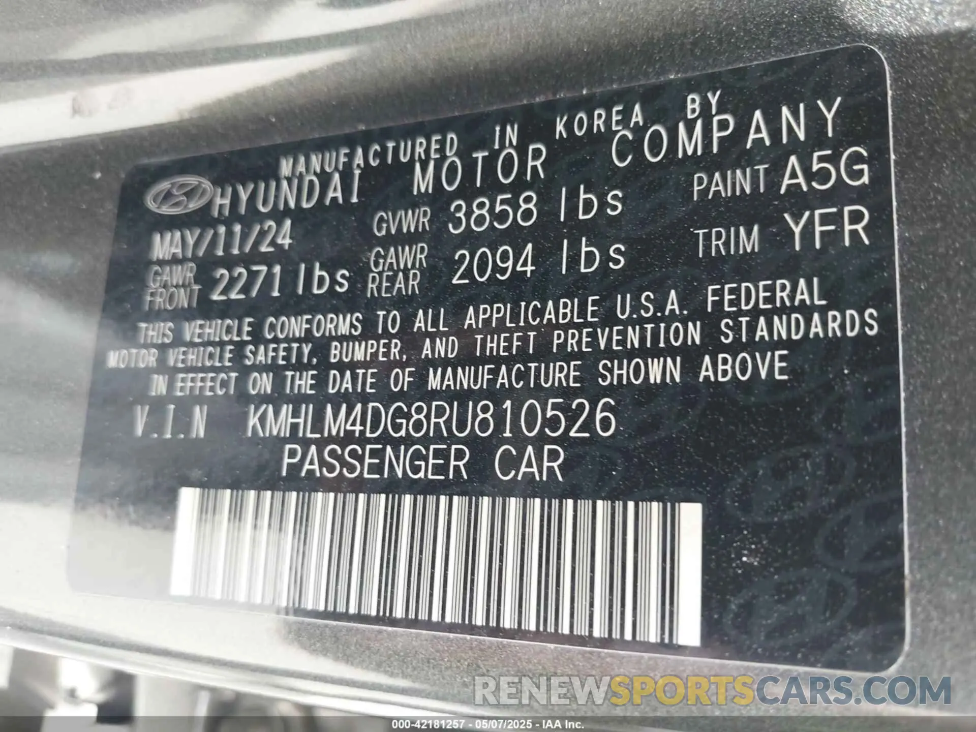 9 Photograph of a damaged car KMHLM4DG8RU810526 HYUNDAI ELANTRA 2024