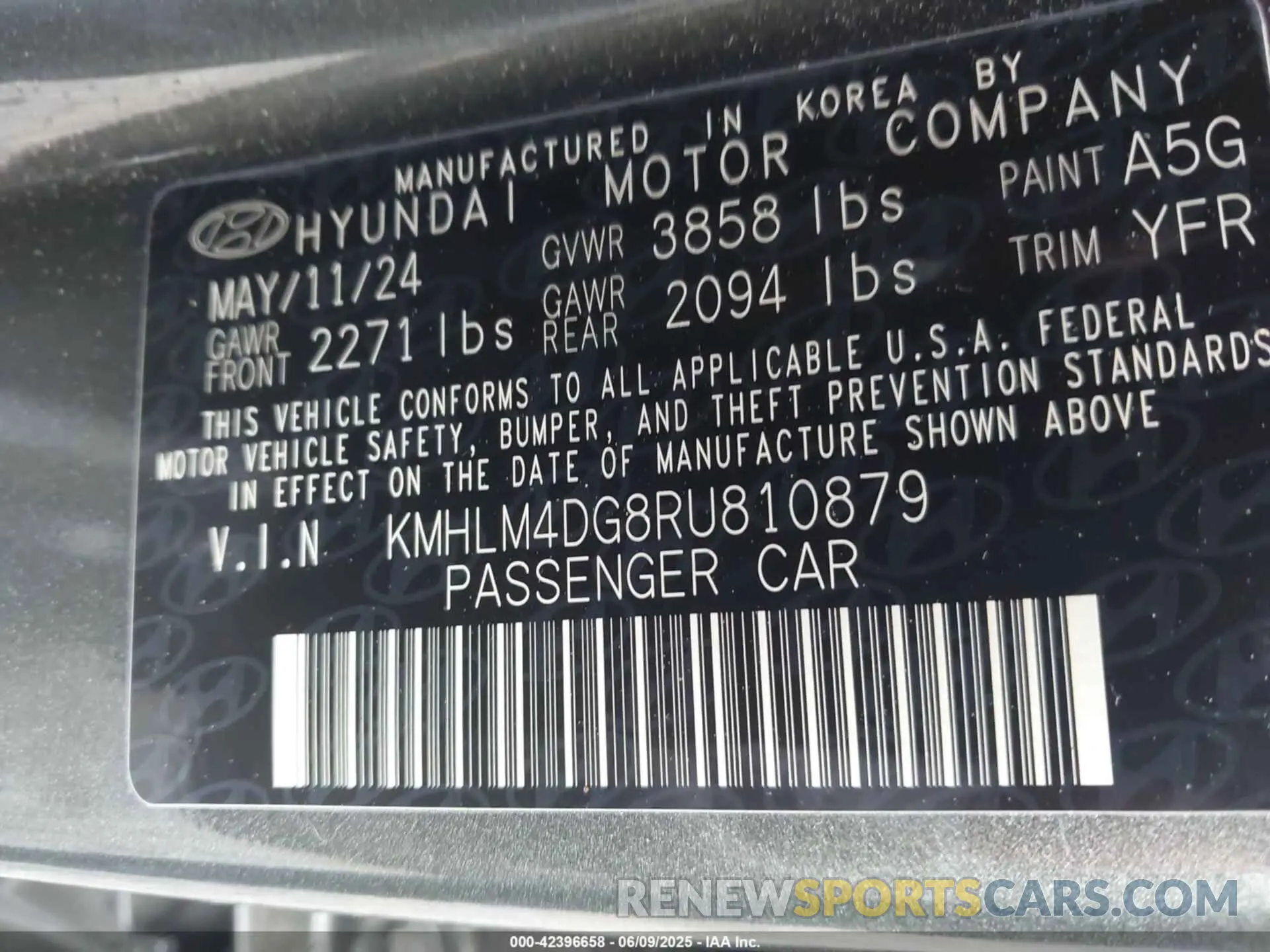 9 Photograph of a damaged car KMHLM4DG8RU810879 HYUNDAI ELANTRA 2024