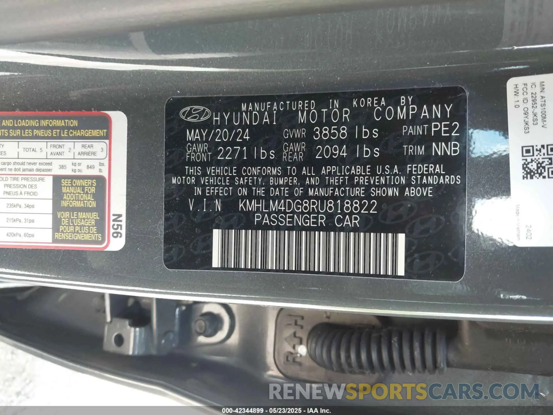 9 Photograph of a damaged car KMHLM4DG8RU818822 HYUNDAI ELANTRA 2024