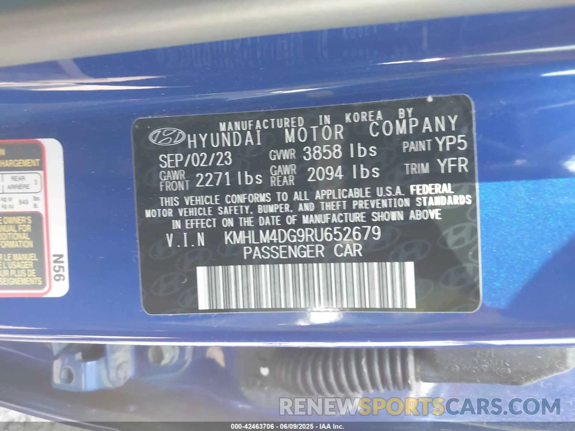 9 Photograph of a damaged car KMHLM4DG9RU652679 HYUNDAI ELANTRA 2024