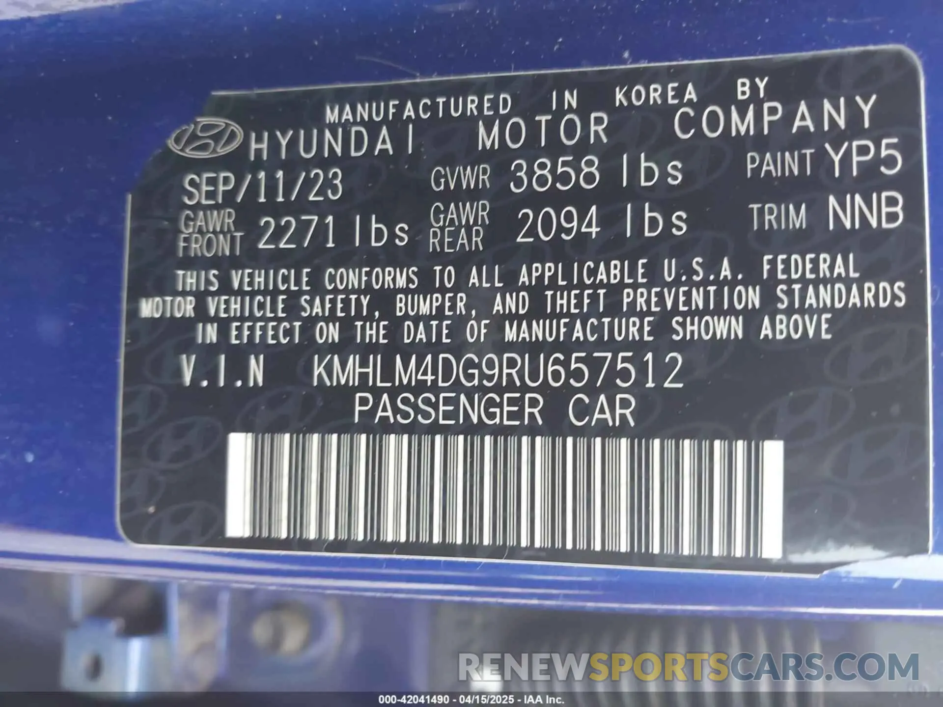 9 Photograph of a damaged car KMHLM4DG9RU657512 HYUNDAI ELANTRA 2024