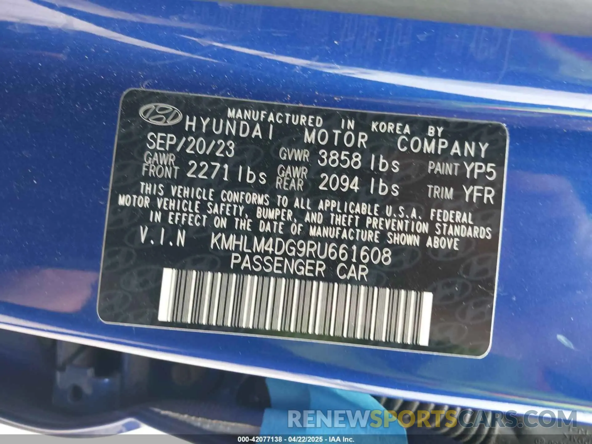 9 Photograph of a damaged car KMHLM4DG9RU661608 HYUNDAI ELANTRA 2024