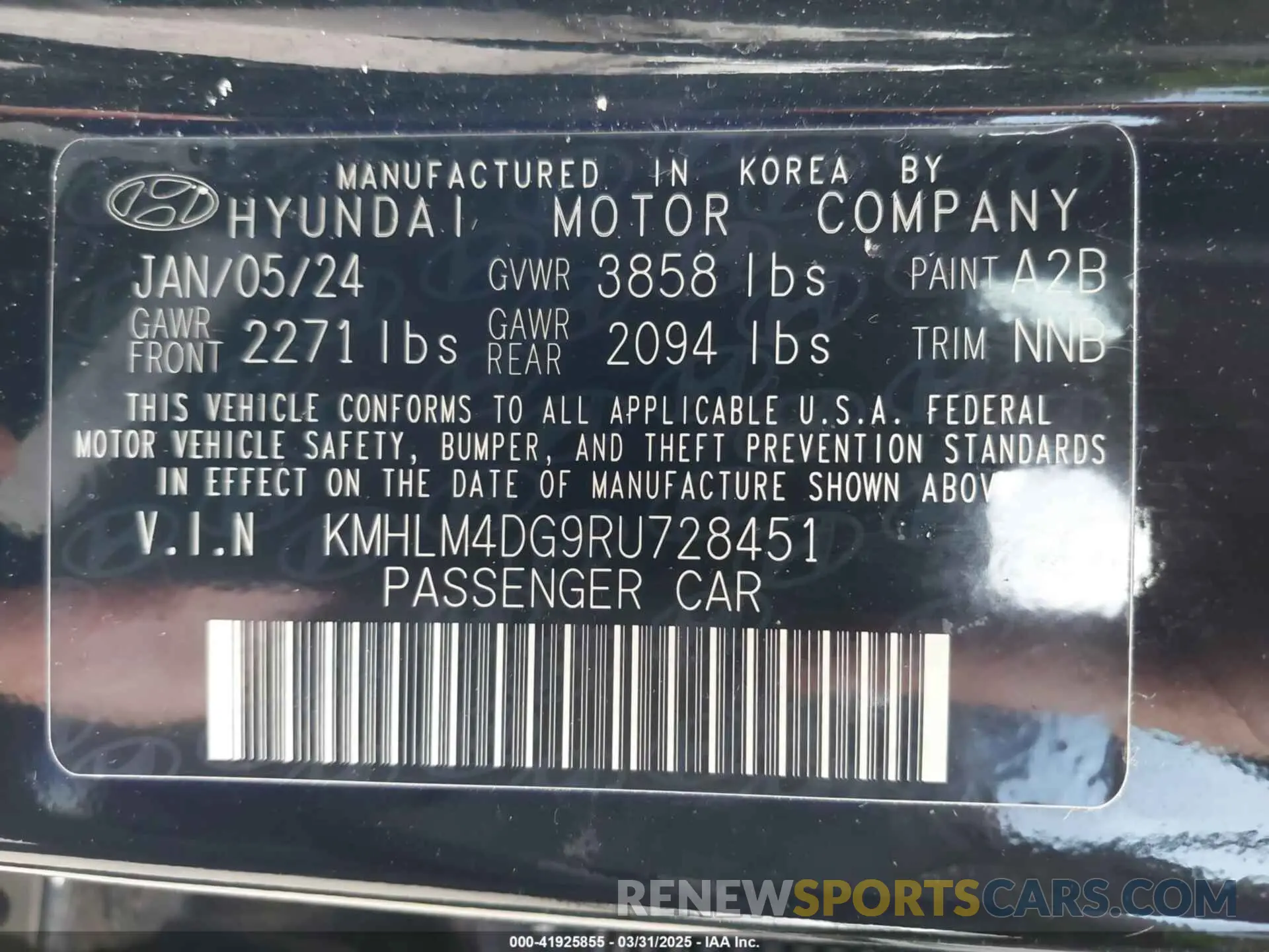 9 Photograph of a damaged car KMHLM4DG9RU728451 HYUNDAI ELANTRA 2024