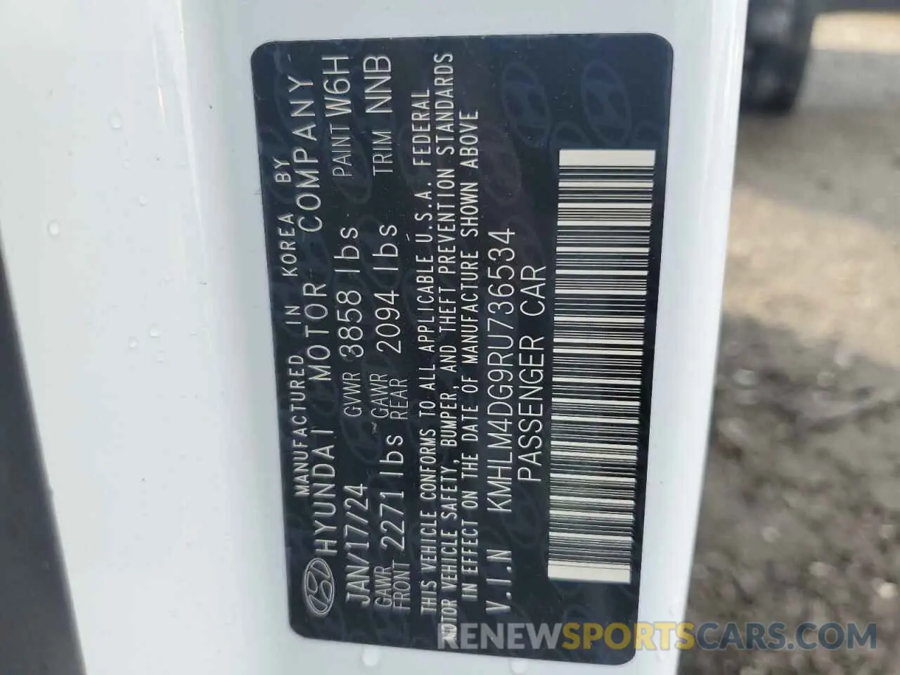 12 Photograph of a damaged car KMHLM4DG9RU736534 HYUNDAI ELANTRA 2024