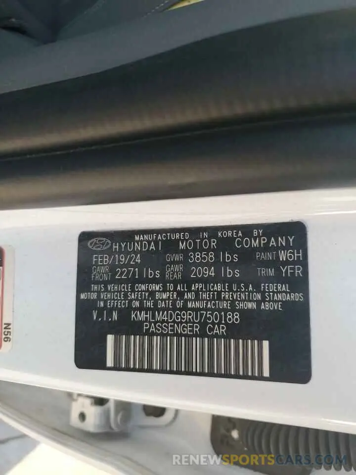 12 Photograph of a damaged car KMHLM4DG9RU750188 HYUNDAI ELANTRA 2024
