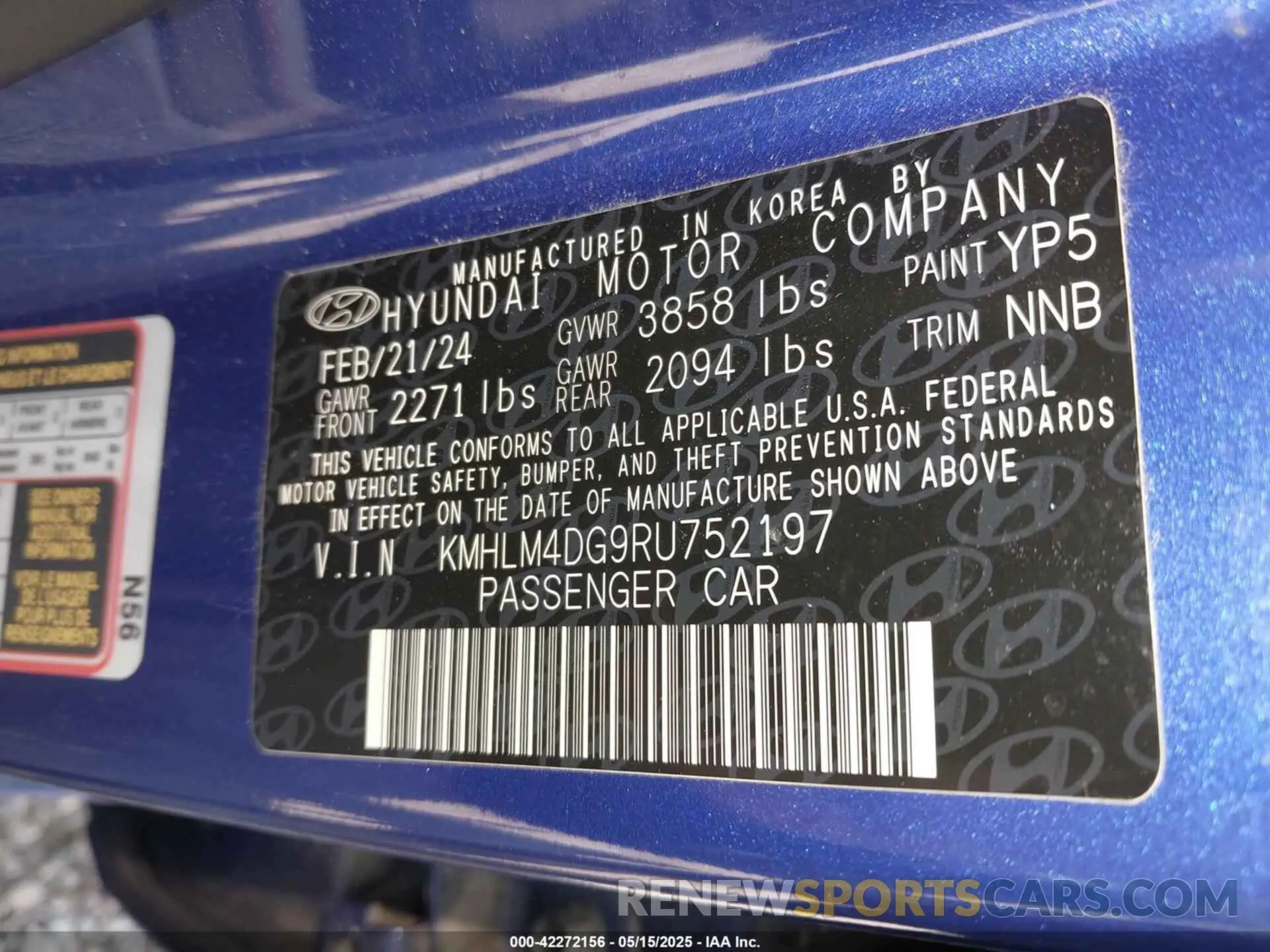 9 Photograph of a damaged car KMHLM4DG9RU752197 HYUNDAI ELANTRA 2024