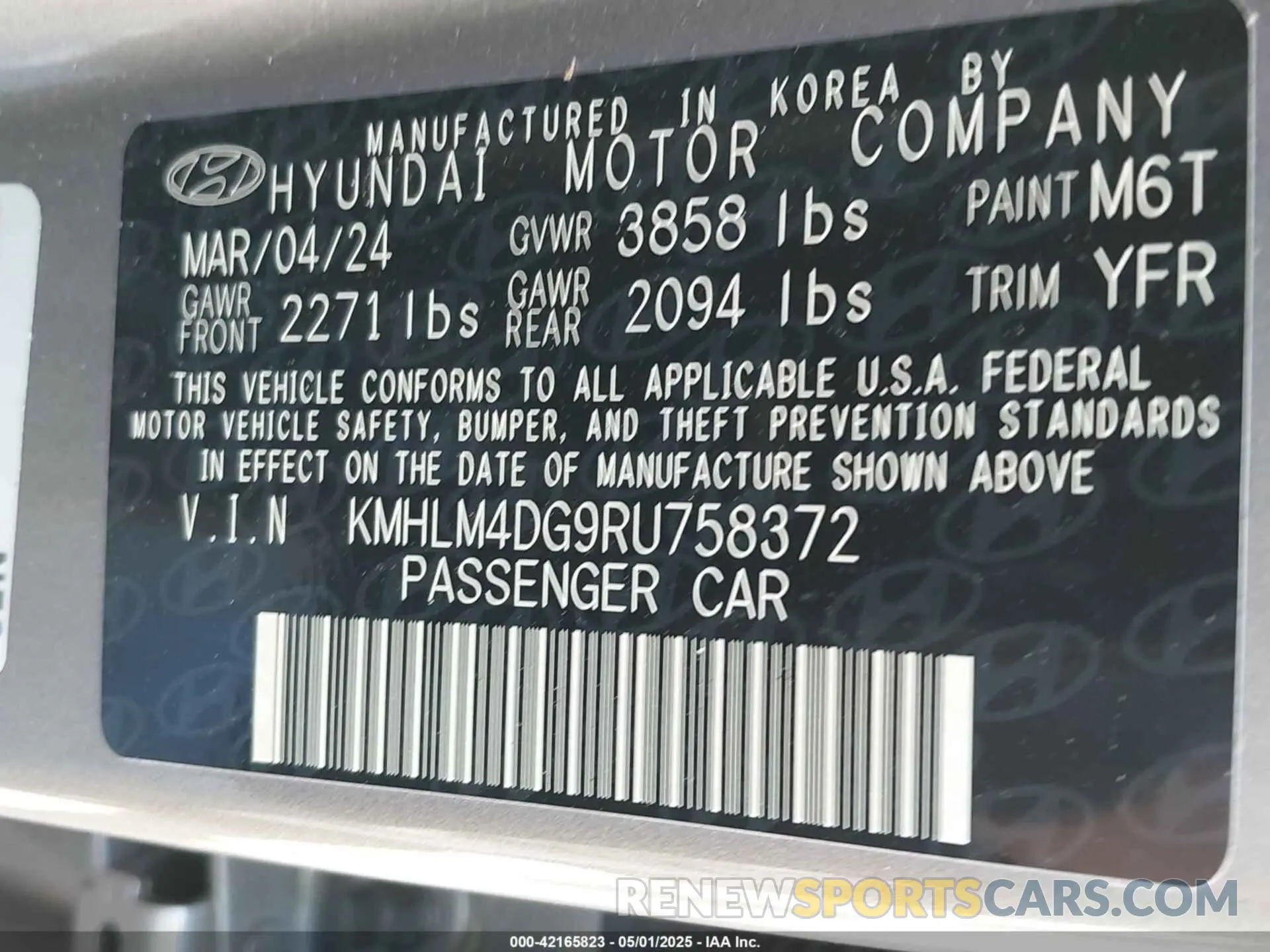 9 Photograph of a damaged car KMHLM4DG9RU758372 HYUNDAI ELANTRA 2024