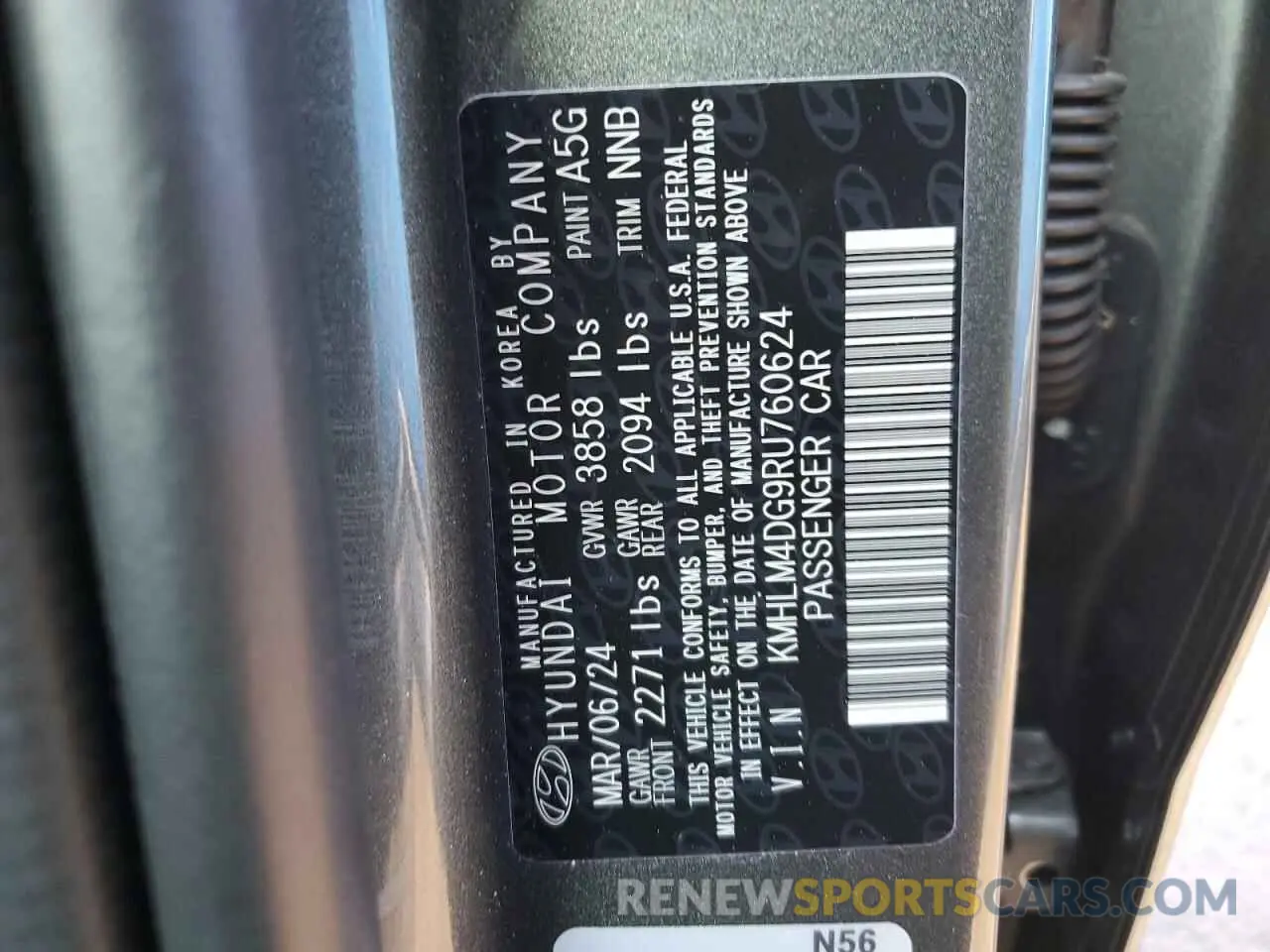 12 Photograph of a damaged car KMHLM4DG9RU760624 HYUNDAI ELANTRA 2024