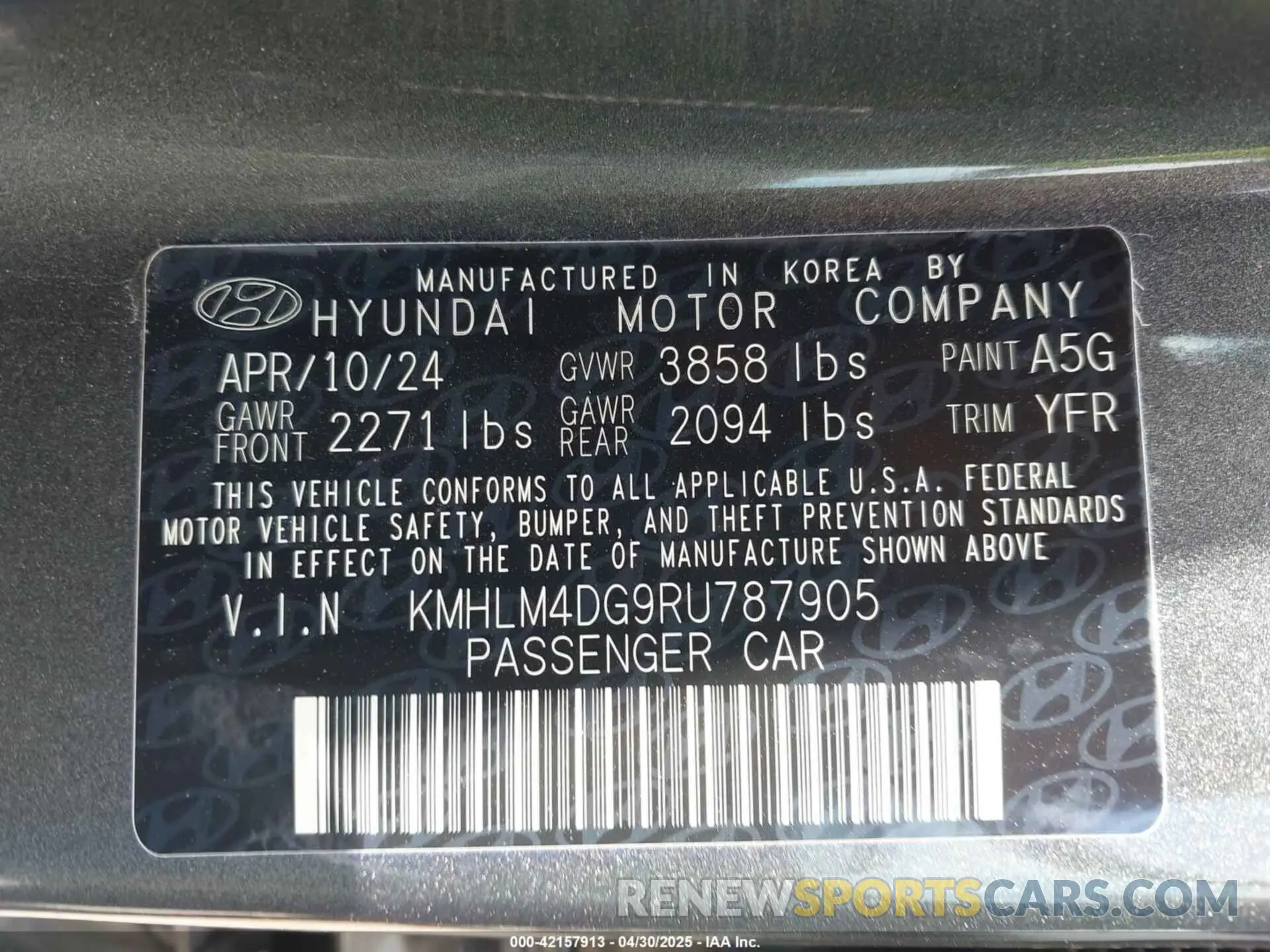 9 Photograph of a damaged car KMHLM4DG9RU787905 HYUNDAI ELANTRA 2024