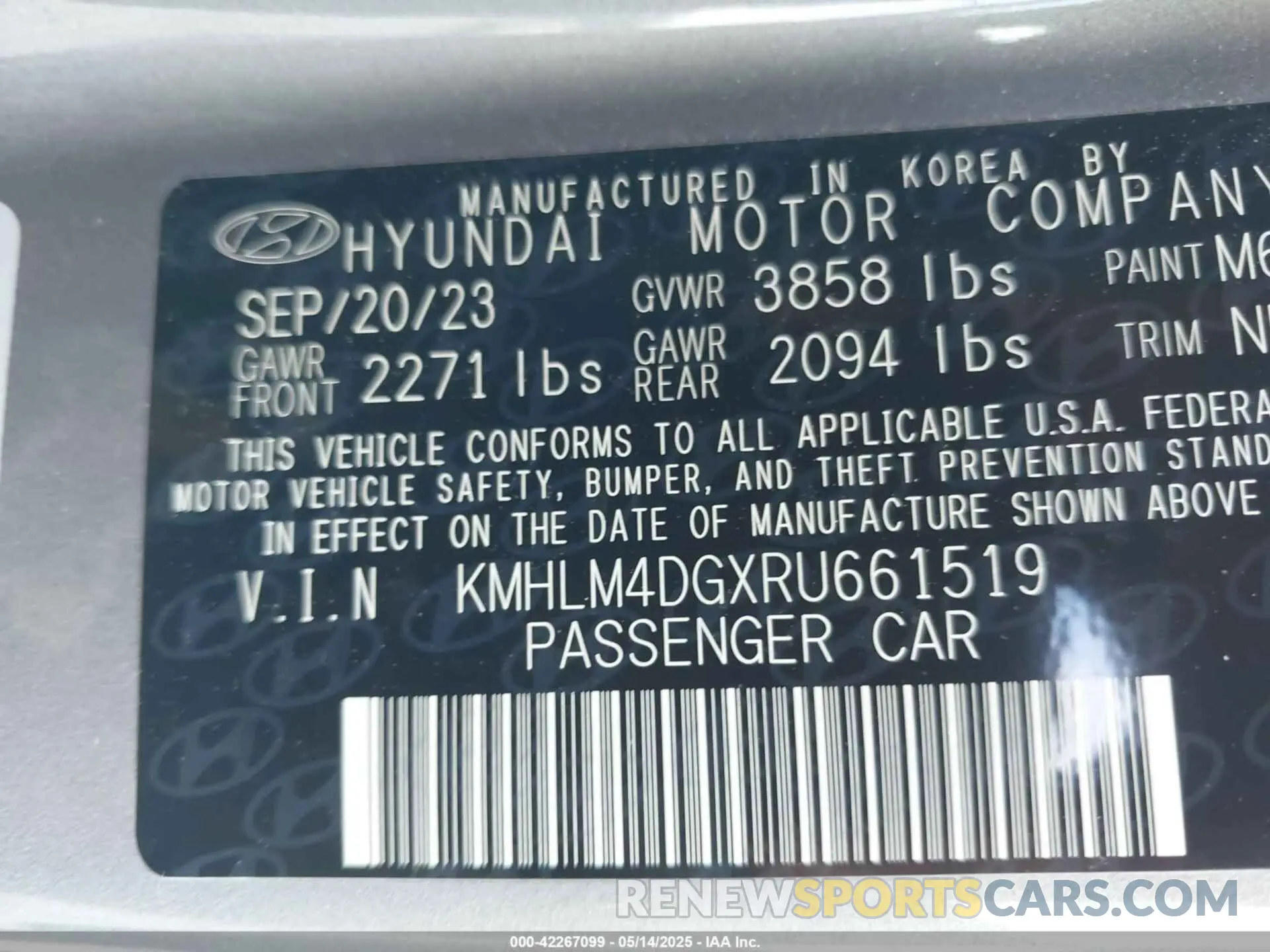 9 Photograph of a damaged car KMHLM4DGXRU661519 HYUNDAI ELANTRA 2024
