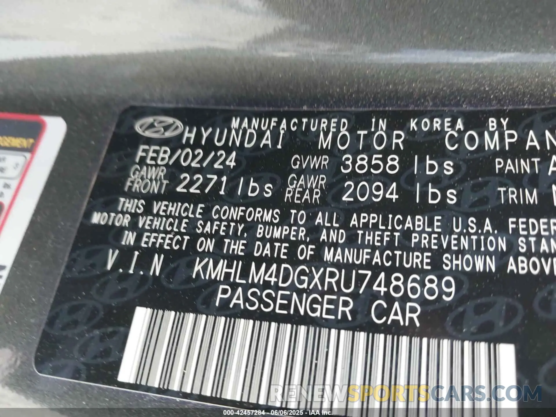9 Photograph of a damaged car KMHLM4DGXRU748689 HYUNDAI ELANTRA 2024