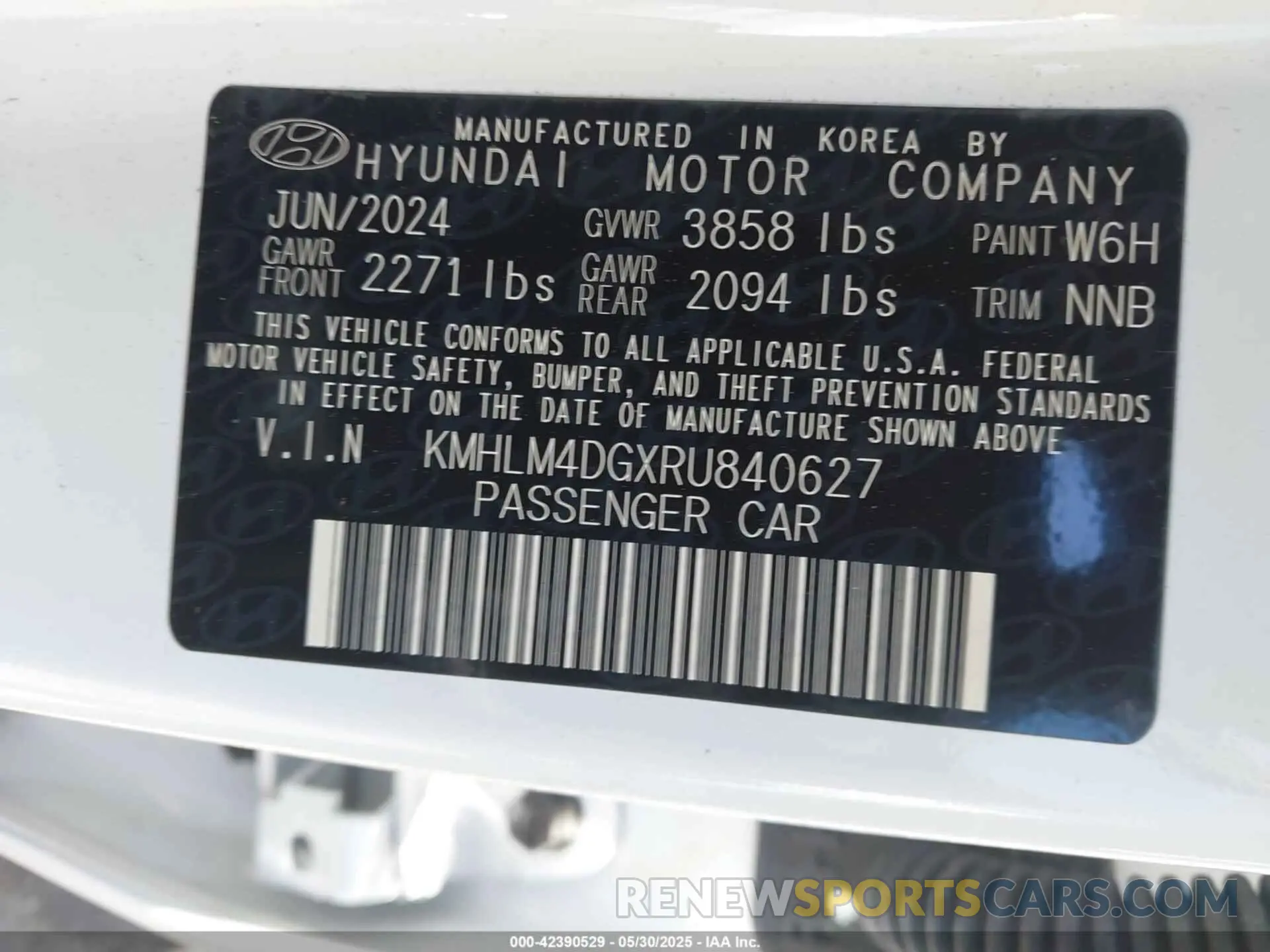 9 Photograph of a damaged car KMHLM4DGXRU840627 HYUNDAI ELANTRA 2024