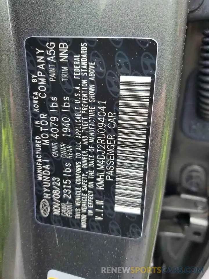 12 Photograph of a damaged car KMHLM4DJ2RU094041 HYUNDAI ELANTRA 2024