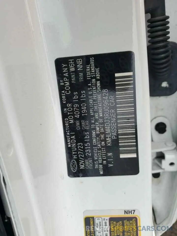13 Photograph of a damaged car KMHLM4DJ3RU096428 HYUNDAI ELANTRA 2024