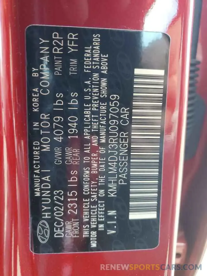 13 Photograph of a damaged car KMHLM4DJ3RU097059 HYUNDAI ELANTRA 2024