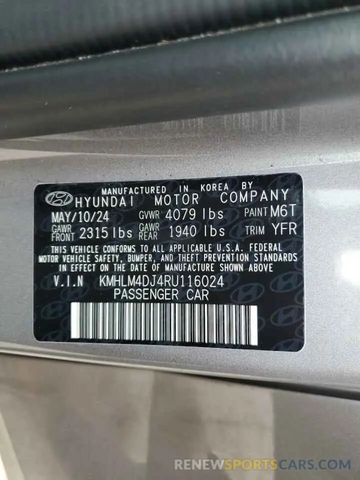 12 Photograph of a damaged car KMHLM4DJ4RU116024 HYUNDAI ELANTRA 2024