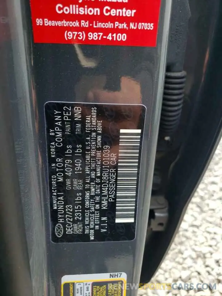 13 Photograph of a damaged car KMHLM4DJ8RU101039 HYUNDAI ELANTRA 2024