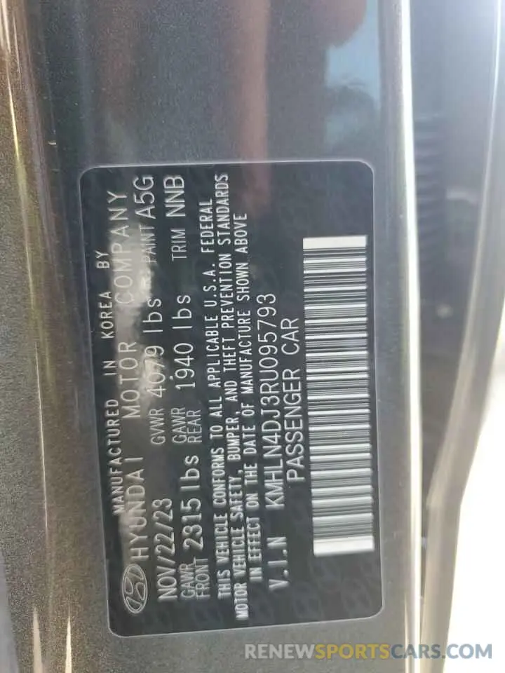 13 Photograph of a damaged car KMHLN4DJ3RU095793 HYUNDAI ELANTRA 2024