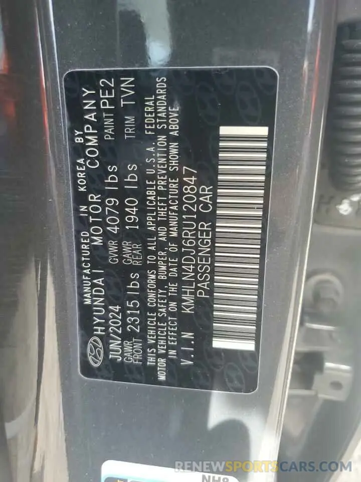 12 Photograph of a damaged car KMHLN4DJ6RU120847 HYUNDAI ELANTRA 2024