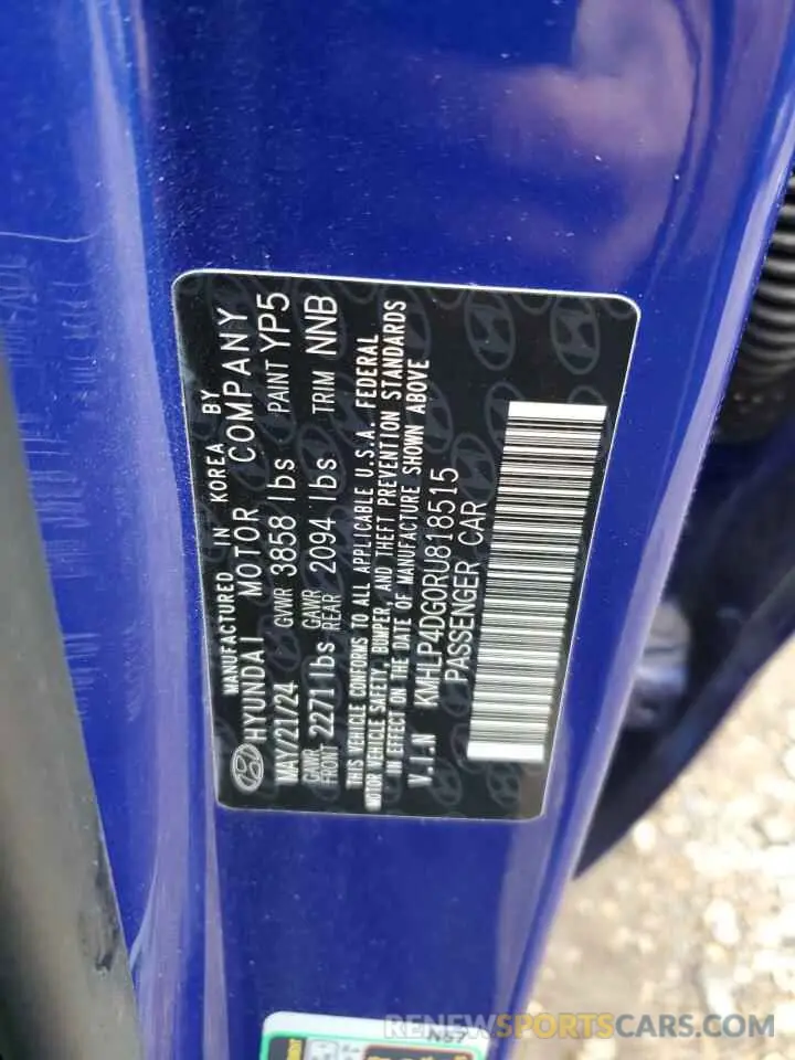 12 Photograph of a damaged car KMHLP4DG0RU818515 HYUNDAI ELANTRA 2024