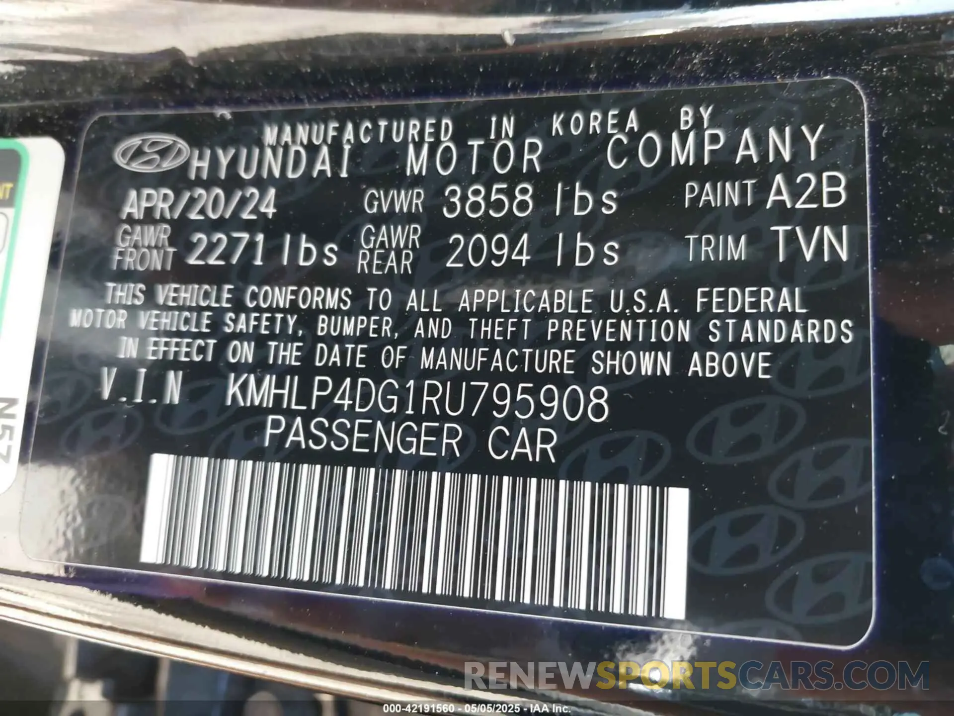 9 Photograph of a damaged car KMHLP4DG1RU795908 HYUNDAI ELANTRA 2024
