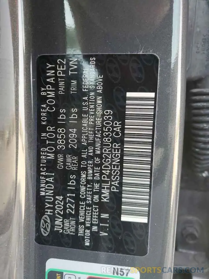 12 Photograph of a damaged car KMHLP4DG2RU835039 HYUNDAI ELANTRA 2024