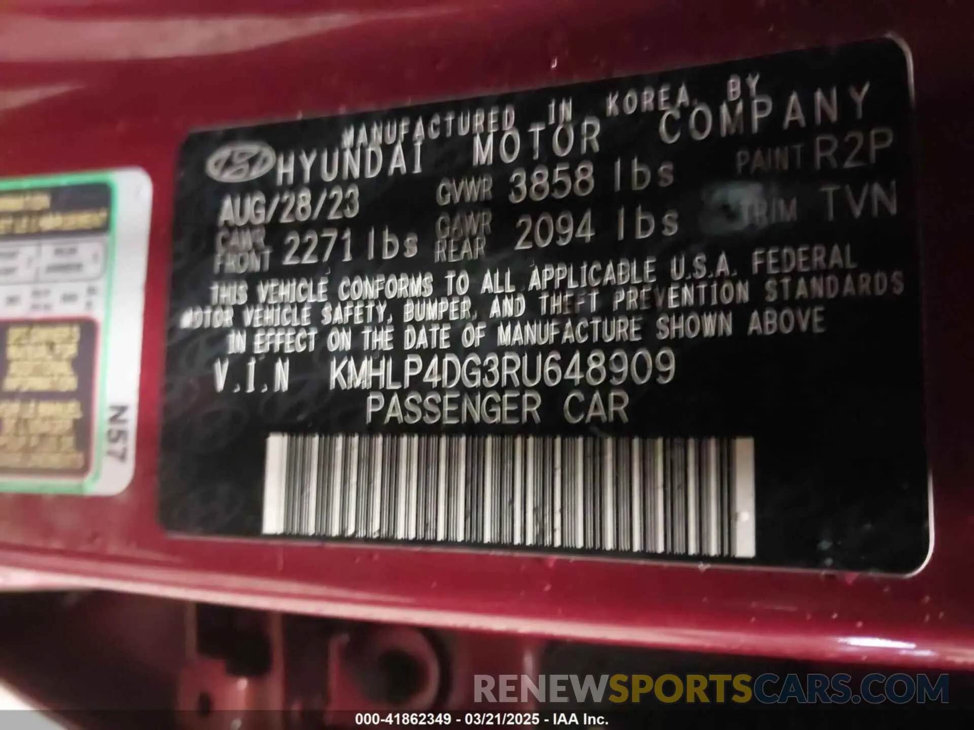 9 Photograph of a damaged car KMHLP4DG3RU648909 HYUNDAI ELANTRA 2024